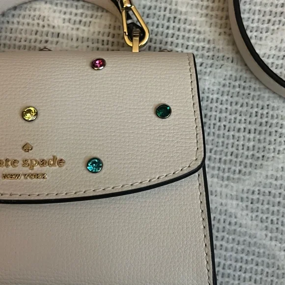 Kate Spade Darcy Micro Satchel Studded Festive Cream with Multicolor Accents - Picture 6 of 11